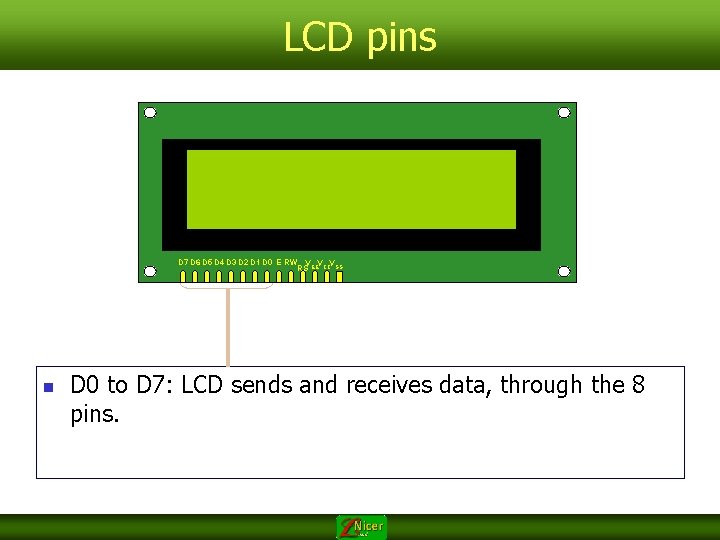 LCD pins D 7 D 6 D 5 D 4 D 3 D 2