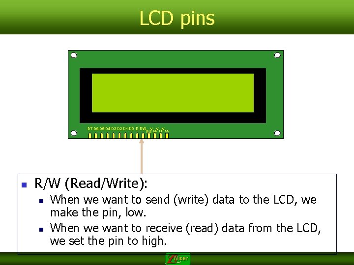 LCD pins D 7 D 6 D 5 D 4 D 3 D 2