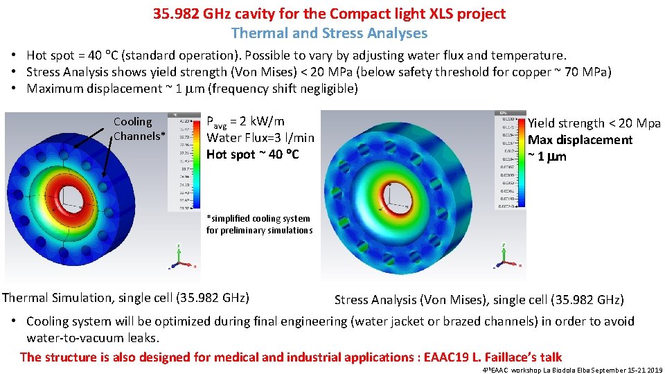 35. 982 GHz cavity for the Compact light XLS project Thermal and Stress Analyses