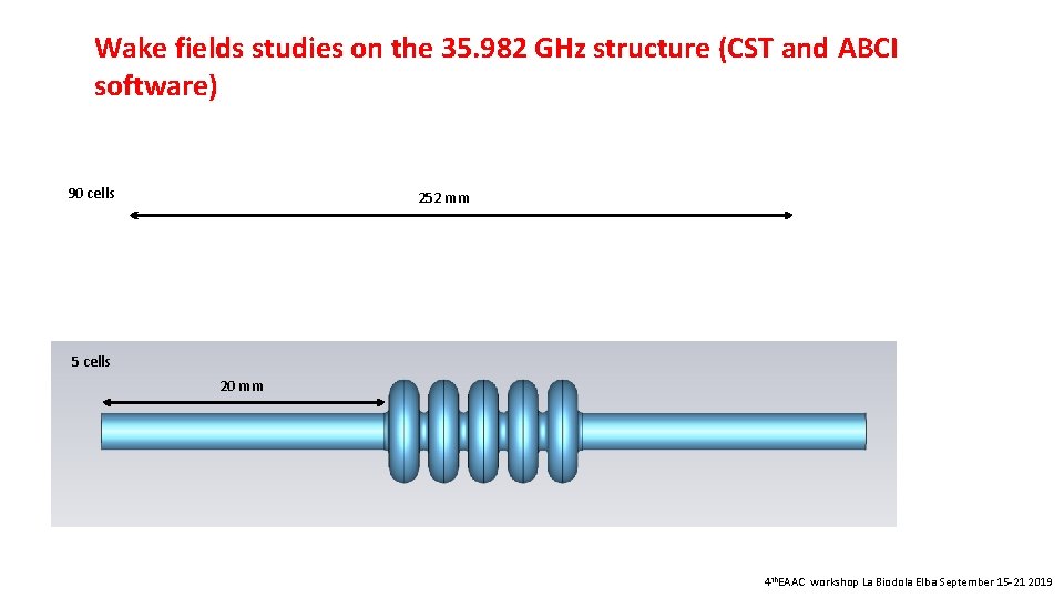 Wake fields studies on the 35. 982 GHz structure (CST and ABCI software) 90
