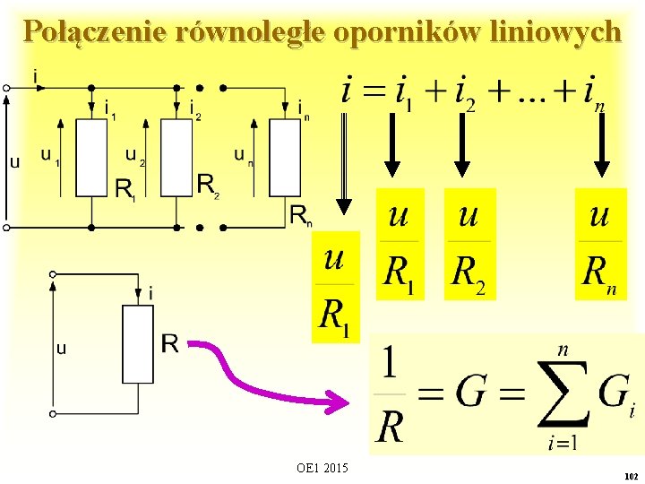 Połączenie równoległe oporników liniowych OE 1 2015 102 