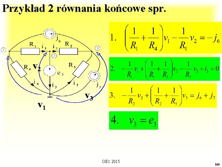 Przykład 2 równania końcowe spr. v 2 v 1 v 3 OE 1 2015