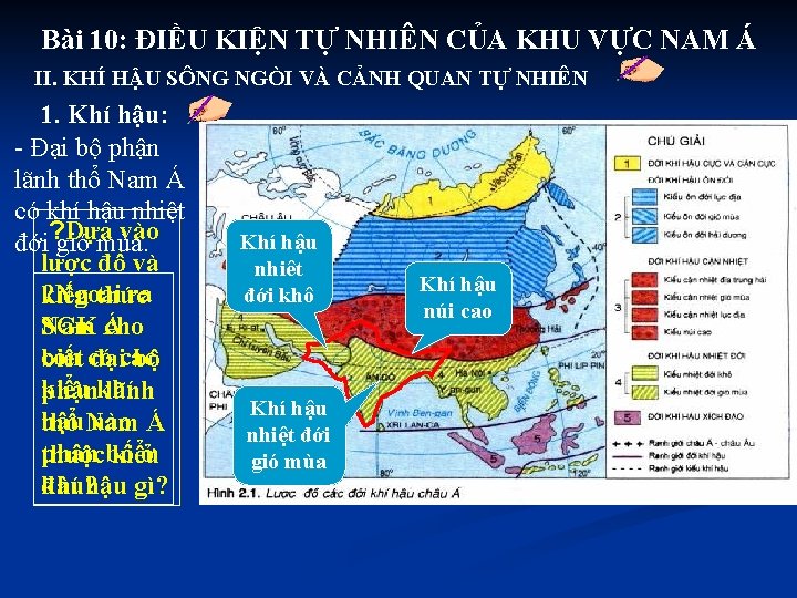 Bài 10: ĐIỀU KIỆN TỰ NHIÊN CỦA KHU VỰC NAM Á II. KHÍ HẬU