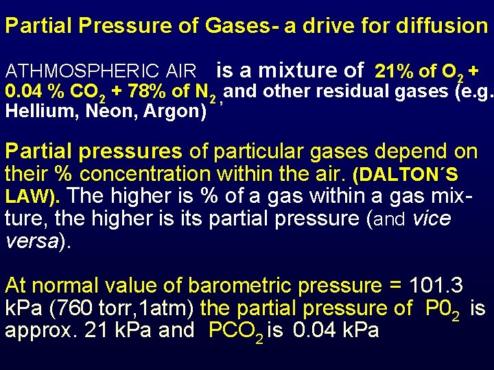 Partial Pressure of Gases- a drive for diffusion ATHMOSPHERIC AIR is a mixture of
