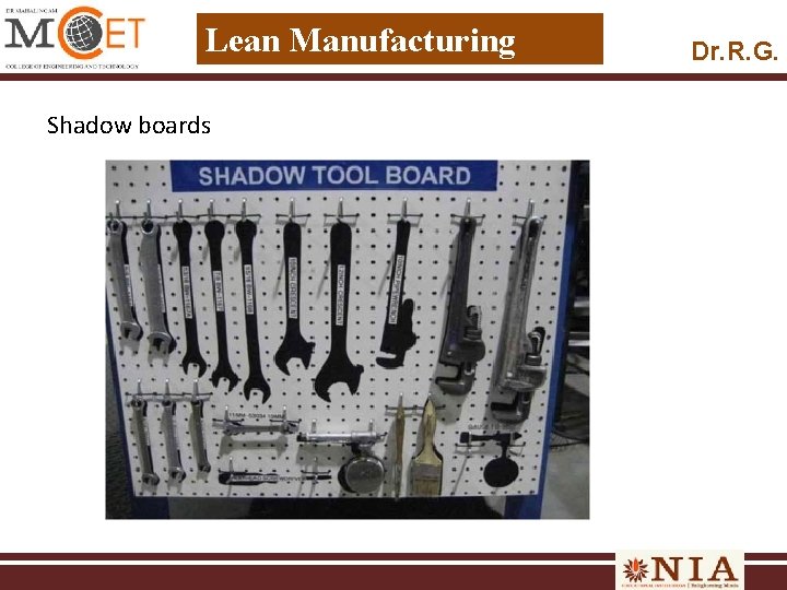 Lean Manufacturing Shadow boards Dr. R. G. 