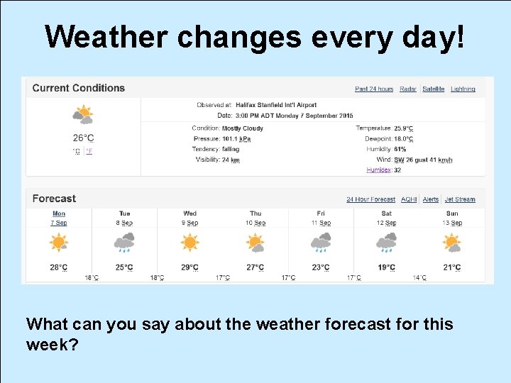 Weather changes every day! What can you say about the weather forecast for this
