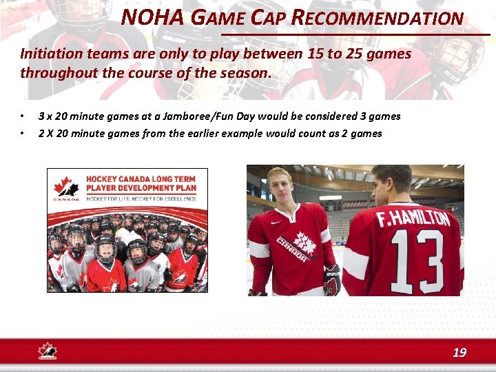 NOHA GAME CAP RECOMMENDATION Initiation teams are only to play between 15 to 25