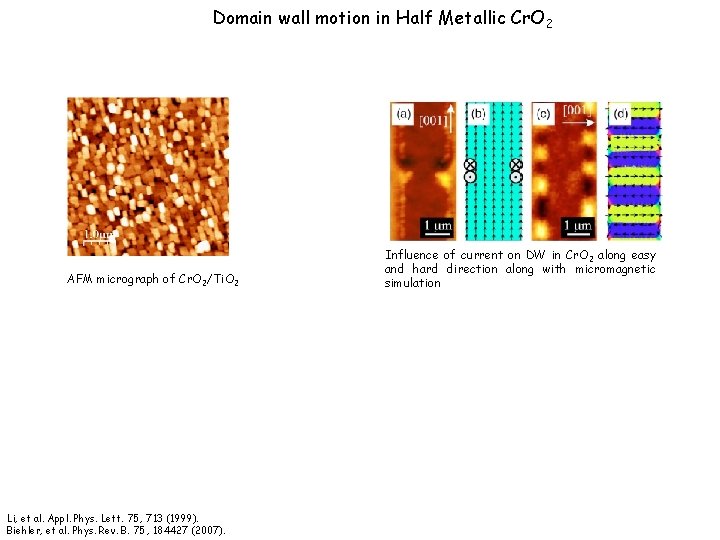 Domain wall motion in Half Metallic Cr. O 2 AFM micrograph of Cr. O