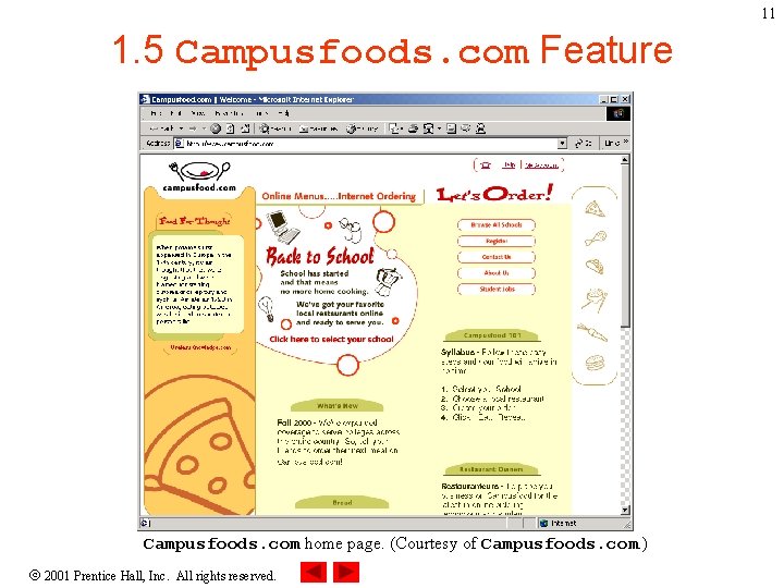 11 1. 5 Campusfoods. com Feature Campusfoods. com home page. (Courtesy of Campusfoods. com.