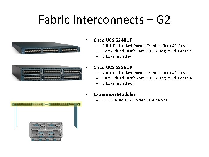 Fabric Interconnects – G 2 • Cisco UCS 6248 UP – 1 RU, Redundant