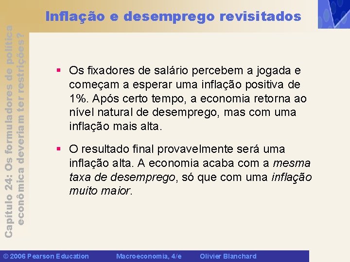 Capítulo 24: Os formuladores de política econômica deveriam ter restrições? Inflação e desemprego revisitados