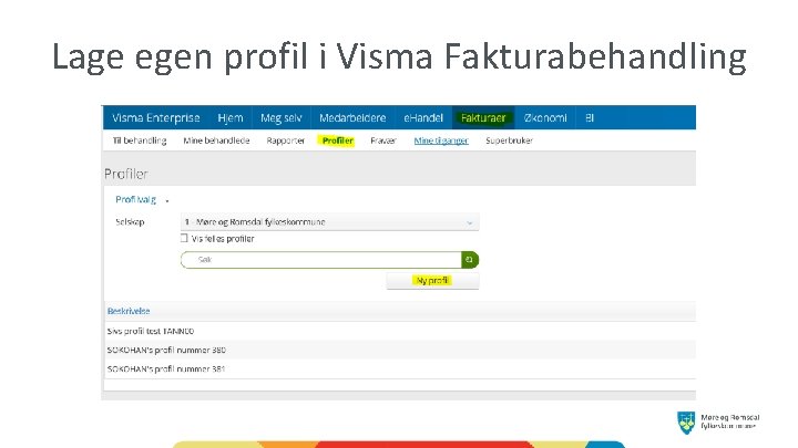 Lage egen profil i Visma Fakturabehandling 