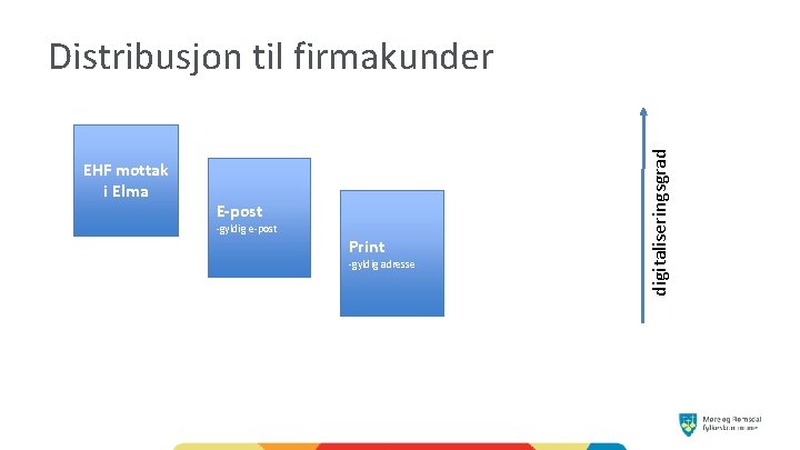 EHF mottak i Elma E-post -gyldig e-post Print -gyldig adresse digitaliseringsgrad Distribusjon til firmakunder