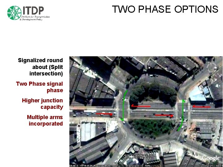 TWO PHASE OPTIONS Signalized round about (Split intersection) Two Phase signal phase Higher junction