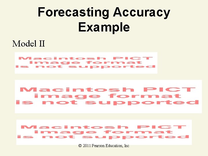 Forecasting Accuracy Example Model II © 2011 Pearson Education, Inc 