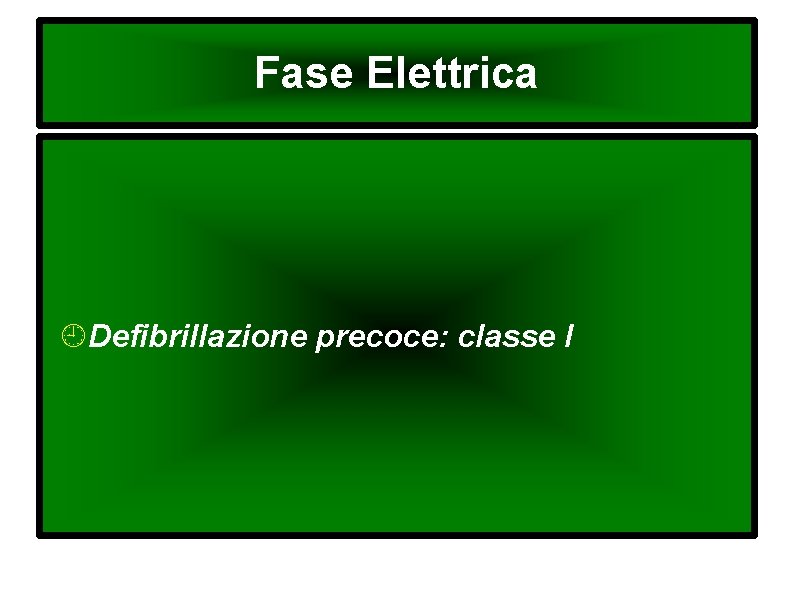 Fase Elettrica Defibrillazione precoce: classe I 