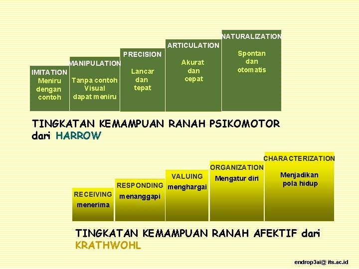 NATURALIZATION ARTICULATION PRECISION MANIPULATION IMITATION Tanpa contoh Meniru Visual dengan dapat meniru contoh Lancar