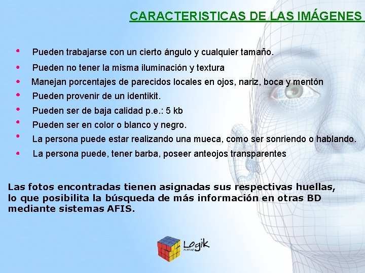 CARACTERISTICAS DE LAS IMÁGENES Pueden trabajarse con un cierto ángulo y cualquier tamaño. Pueden