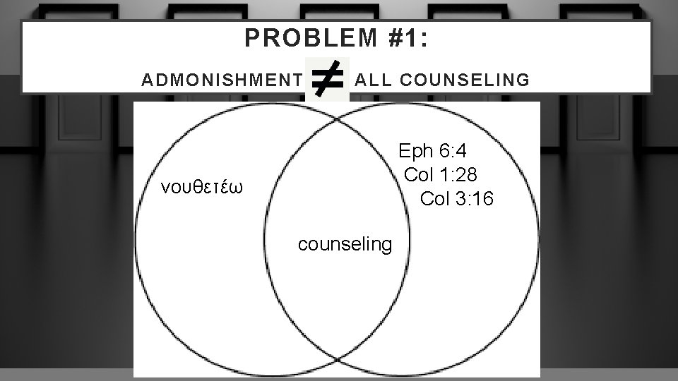 PROBLEM #1: ADMONISHMENT ALL COUNSELING Eph 6: 4 Col 1: 28 Col 3: 16
