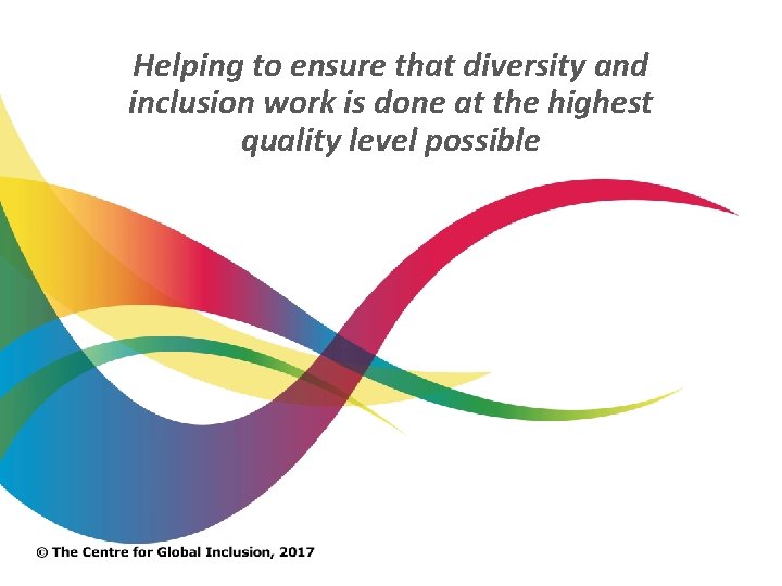 Helping to ensure that diversity and inclusion work is done at the highest quality