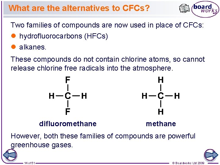 What are the alternatives to CFCs? Two families of compounds are now used in