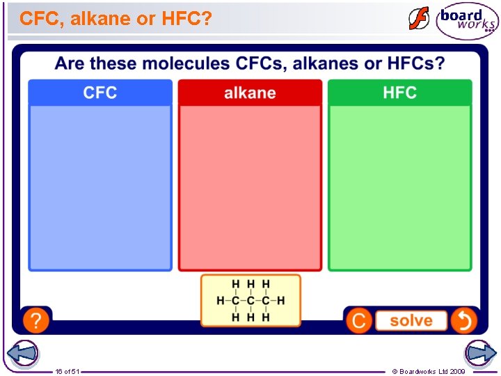 CFC, alkane or HFC? 16 of 51 © Boardworks Ltd 2009 