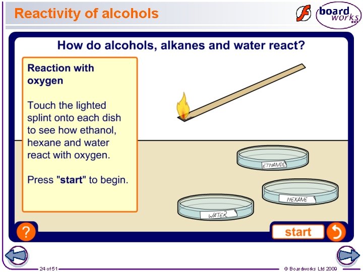 Reactivity of alcohols 24 of 51 © Boardworks Ltd 2009 