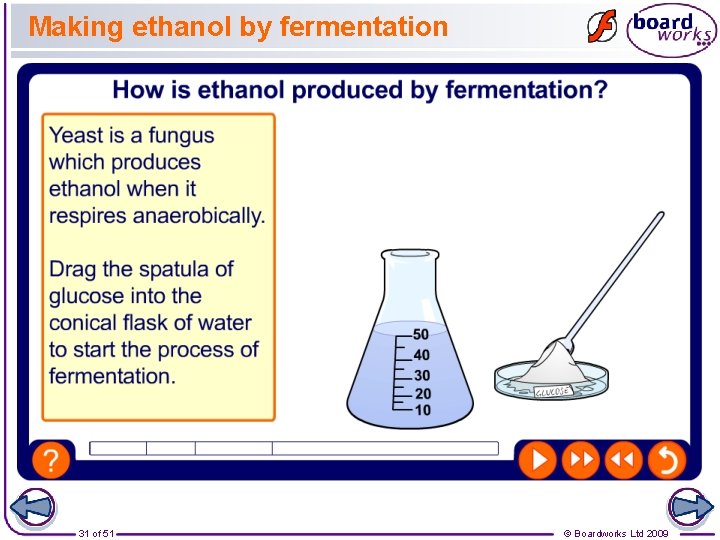 Making ethanol by fermentation 31 of 51 © Boardworks Ltd 2009 