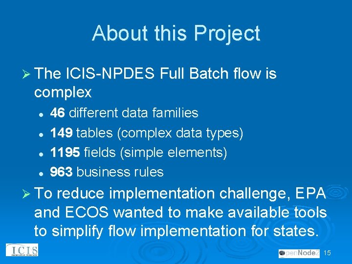 About this Project Ø The ICIS-NPDES Full Batch flow is complex l l 46