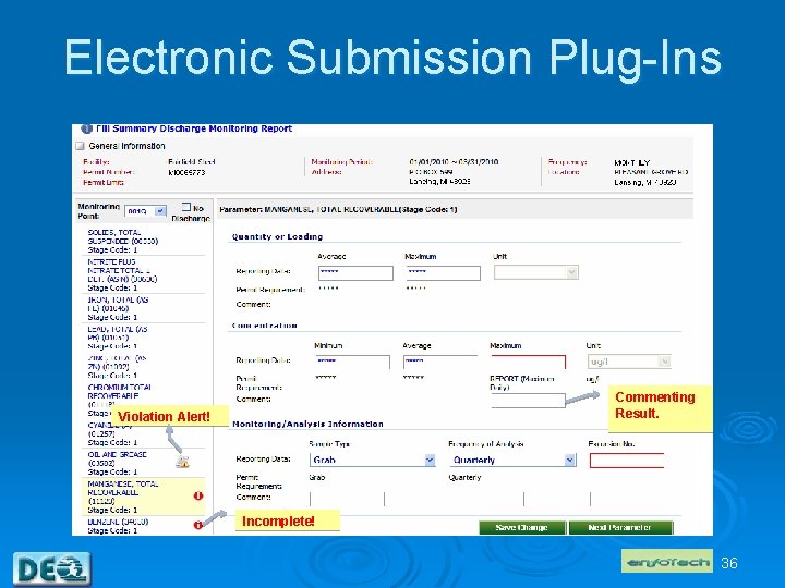Electronic Submission Plug-Ins Commenting Result. Violation Alert! Incomplete! 36 