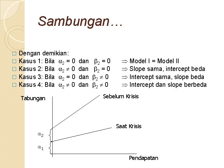 Sambungan… Dengan demikian: � Kasus 1: Bila 2 = 0 dan 2 = 0