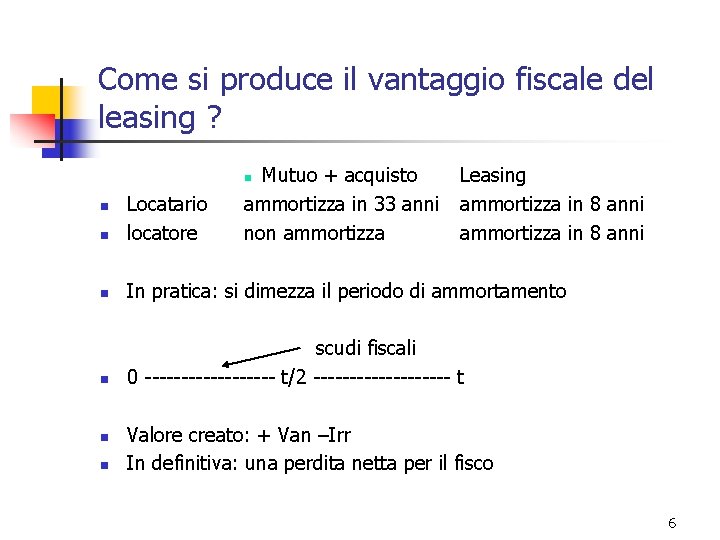 Come si produce il vantaggio fiscale del leasing ? Mutuo + acquisto ammortizza in