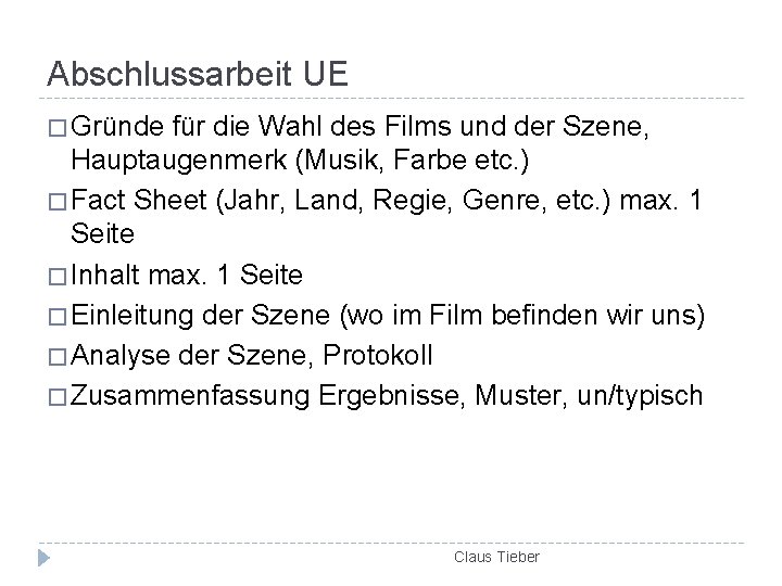 Abschlussarbeit UE � Gründe für die Wahl des Films und der Szene, Hauptaugenmerk (Musik,