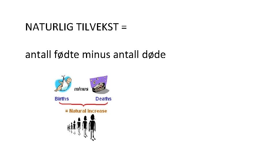 NATURLIG TILVEKST = antall fødte minus antall døde 