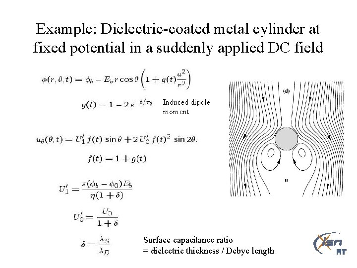 Example: Dielectric-coated metal cylinder at fixed potential in a suddenly applied DC field Induced