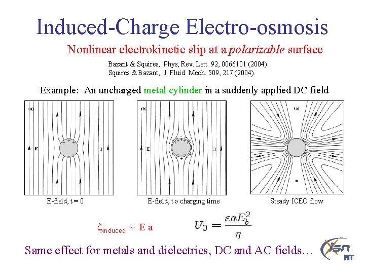 Induced-Charge Electro-osmosis Nonlinear electrokinetic slip at a polarizable surface Bazant & Squires, Phys, Rev.