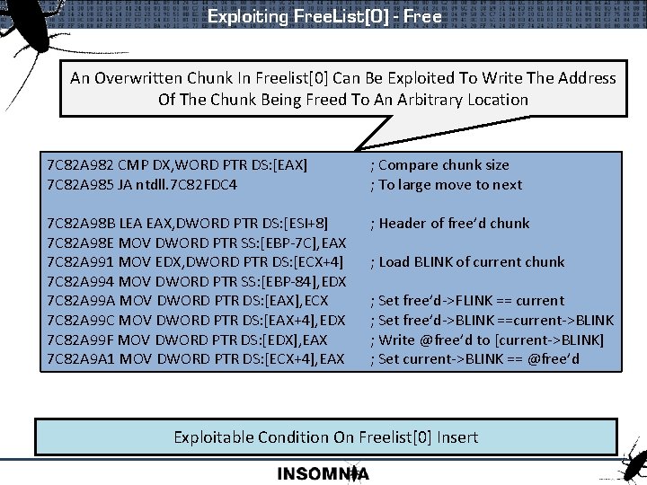 Exploiting Free. List[0] - Free An Overwritten Chunk In Freelist[0] Can Be Exploited To