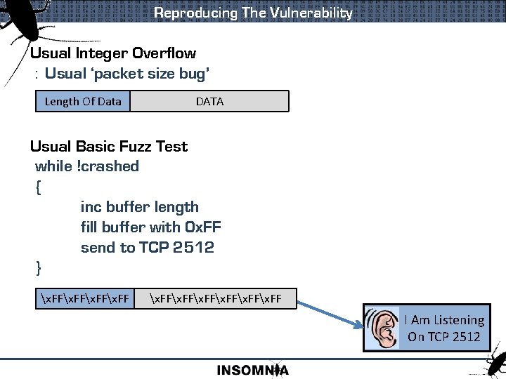 Reproducing The Vulnerability Usual Integer Overflow : Usual ‘packet size bug’ Length Of Data