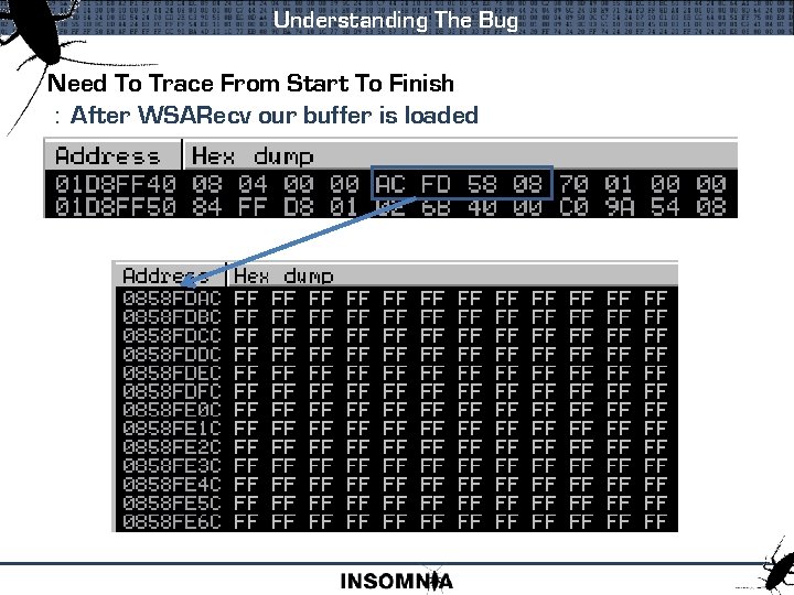 Understanding The Bug Need To Trace From Start To Finish : After WSARecv our