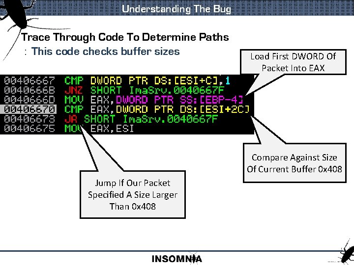 Understanding The Bug Trace Through Code To Determine Paths : This code checks buffer