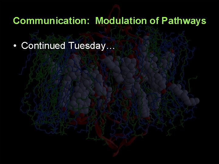 Communication: Modulation of Pathways • Continued Tuesday… 