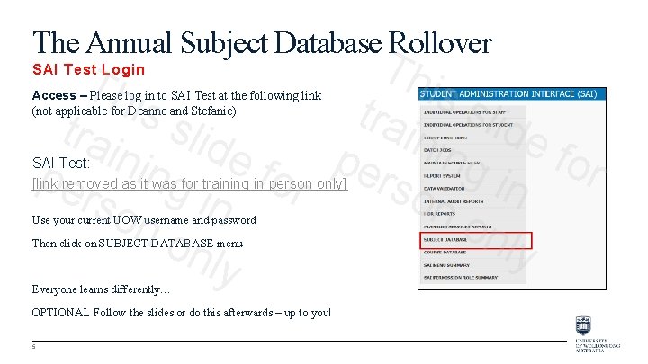 The Annual Subject Database Rollover T his Th is s s t r l