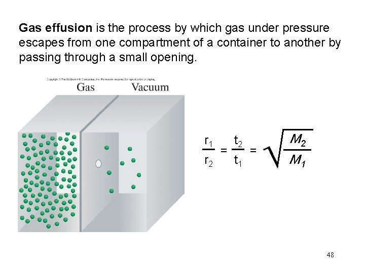 Gas effusion is the process by which gas under pressure escapes from one compartment