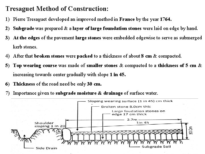 Tresaguet Method of Construction: 1) Pierre Tresaguet developed an improved method in France by
