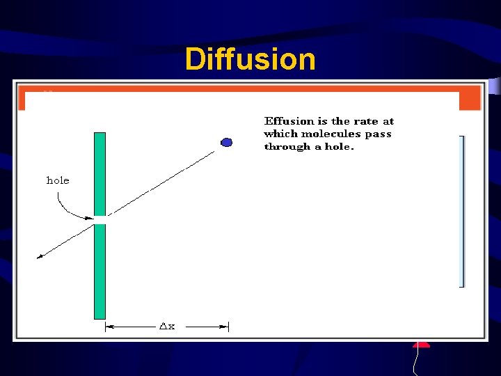 Diffusion • Bigger molecules move slower at the same temp. • Bigger molecules effuse