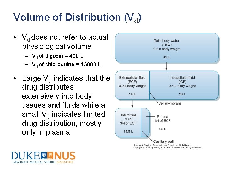 Volume of Distribution (Vd) • Vd does not refer to actual physiological volume –