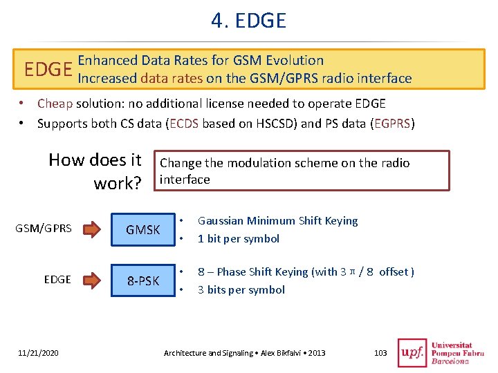 4. EDGE Enhanced Data Rates for GSM Evolution EDGE Increased data rates on the