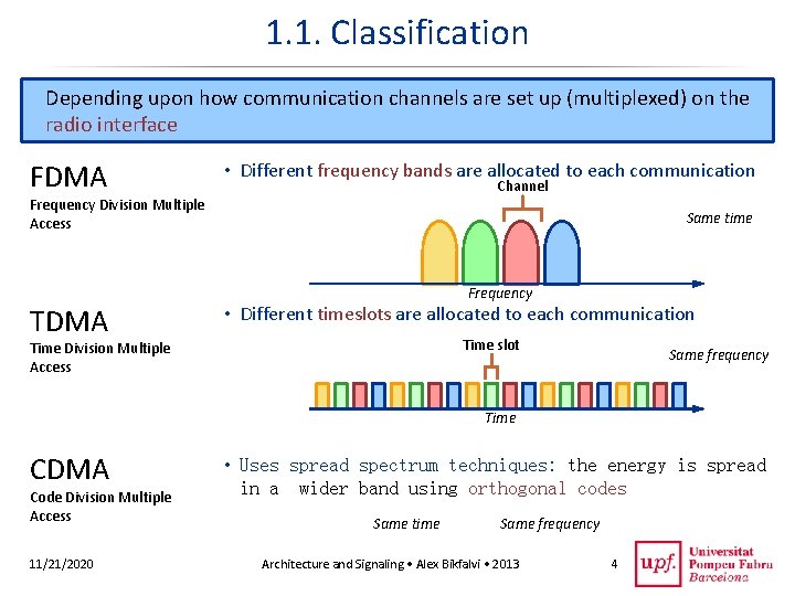 1. 1. Classification Depending upon how communication channels are set up (multiplexed) on the