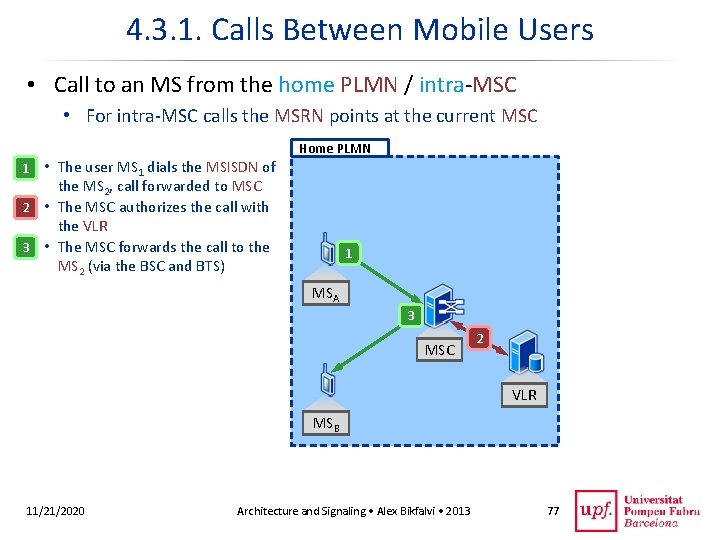 4. 3. 1. Calls Between Mobile Users • Call to an MS from the