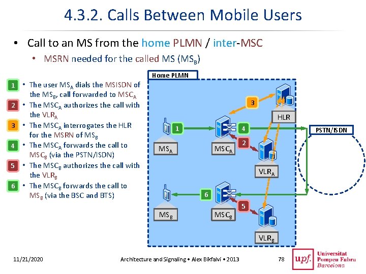 4. 3. 2. Calls Between Mobile Users • Call to an MS from the